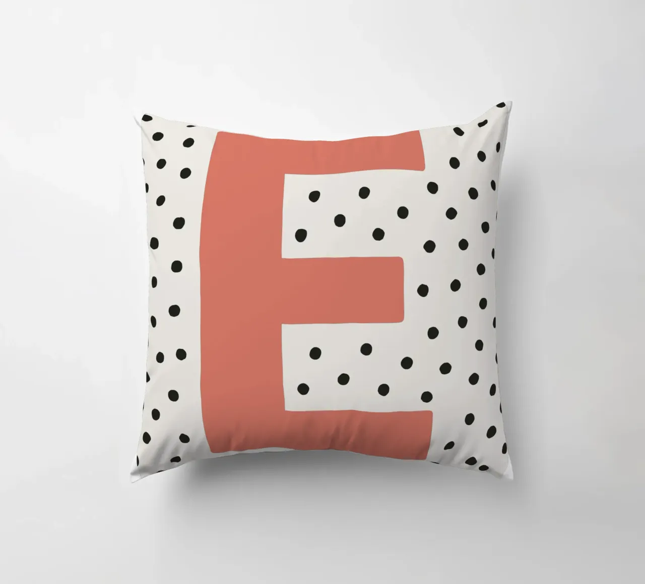 Initial E on dot pattern - Scandinavian style decorative cushion by KidzStudio