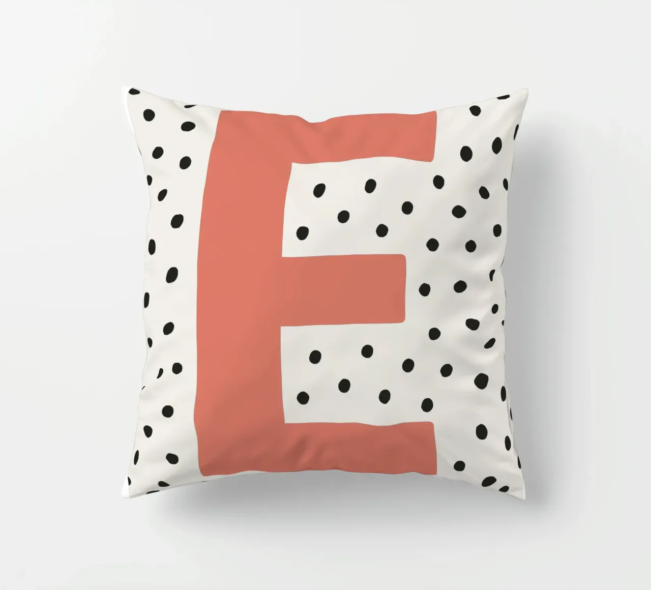 Initial E on dot pattern - Scandinavian style decorative cushion by KidzStudio