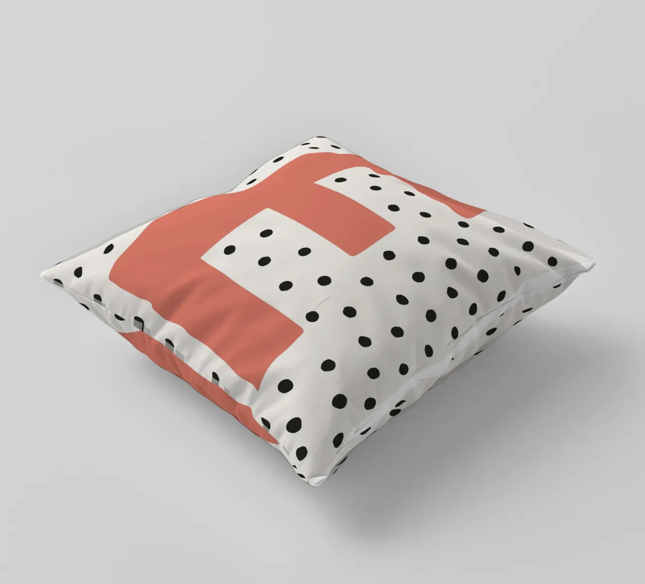 Initial E on dot pattern - Scandinavian style decorative cushion by KidzStudio