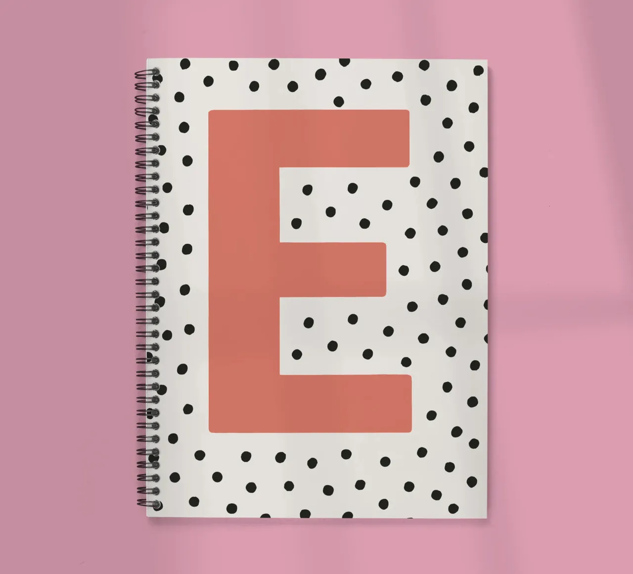 Initial E on dot pattern - Scandinavian style spiral notebook by KidzStudio