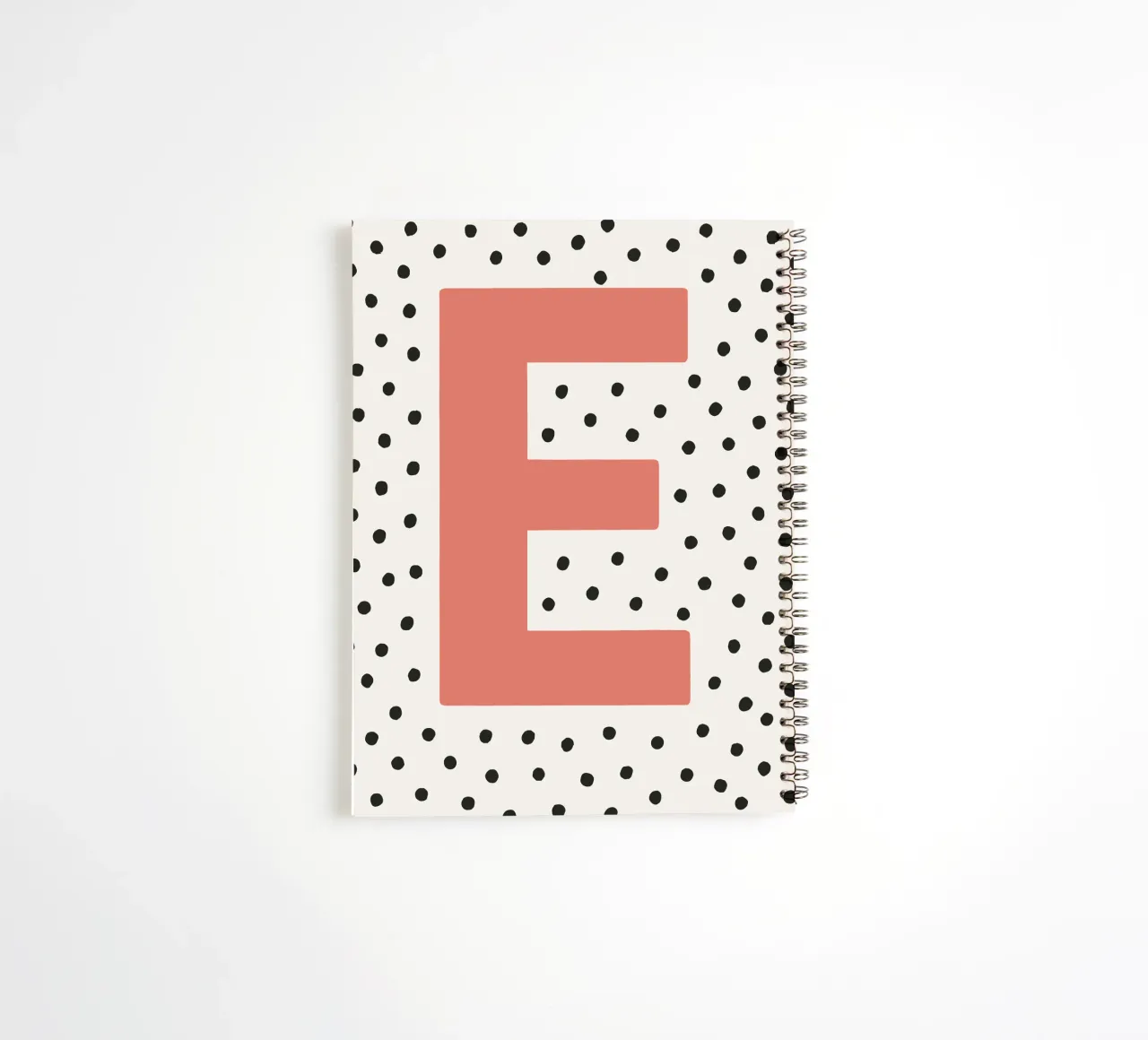 Initial E on dot pattern - Scandinavian style spiral notebook by KidzStudio