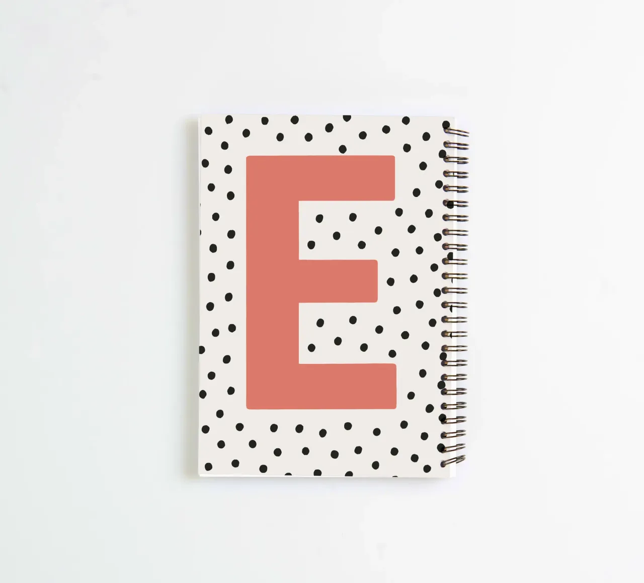 Initial E on dot pattern - Scandinavian style spiral notebook by KidzStudio