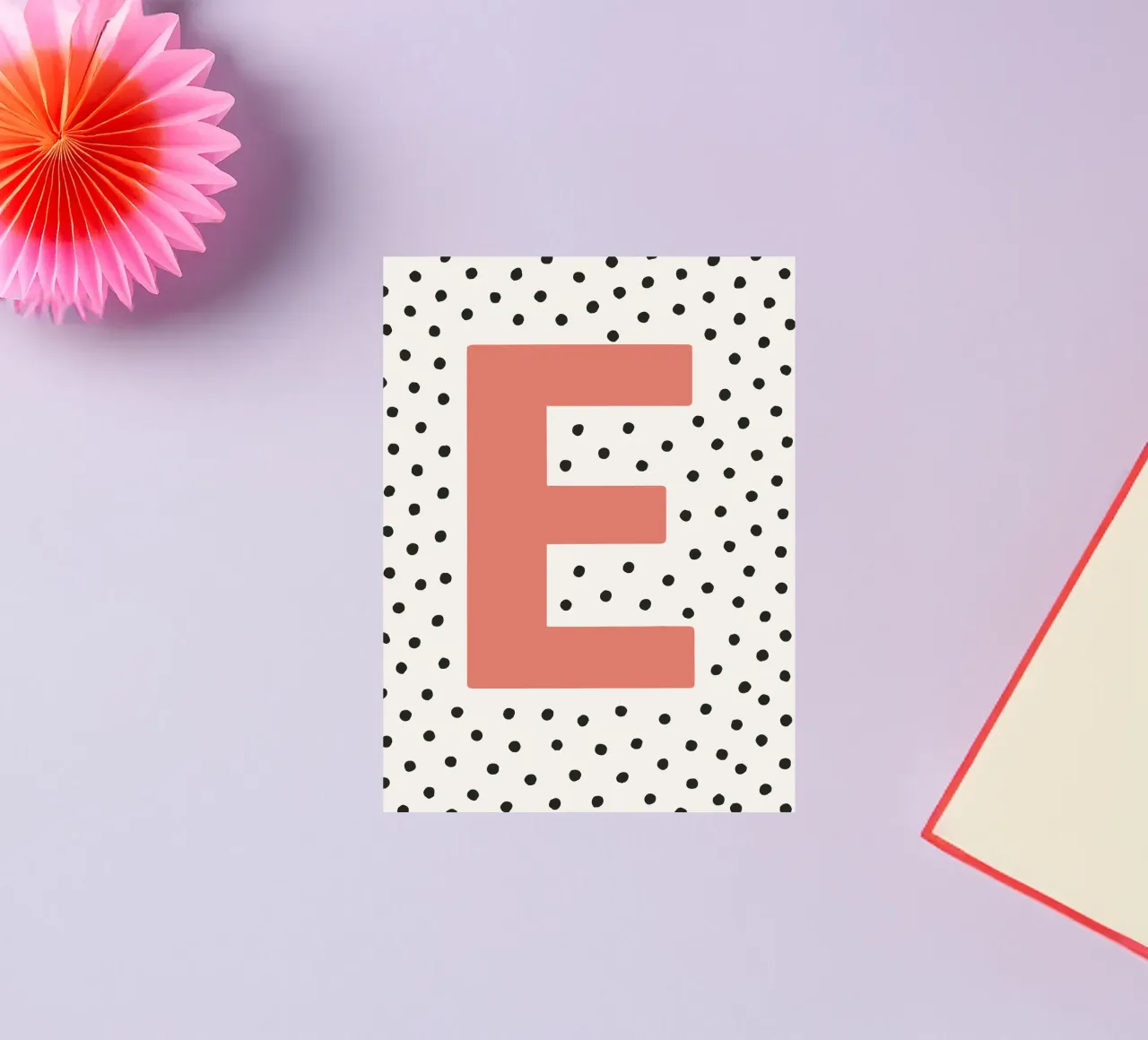 Initial E on dot pattern - Scandinavian style sticker by KidzStudio