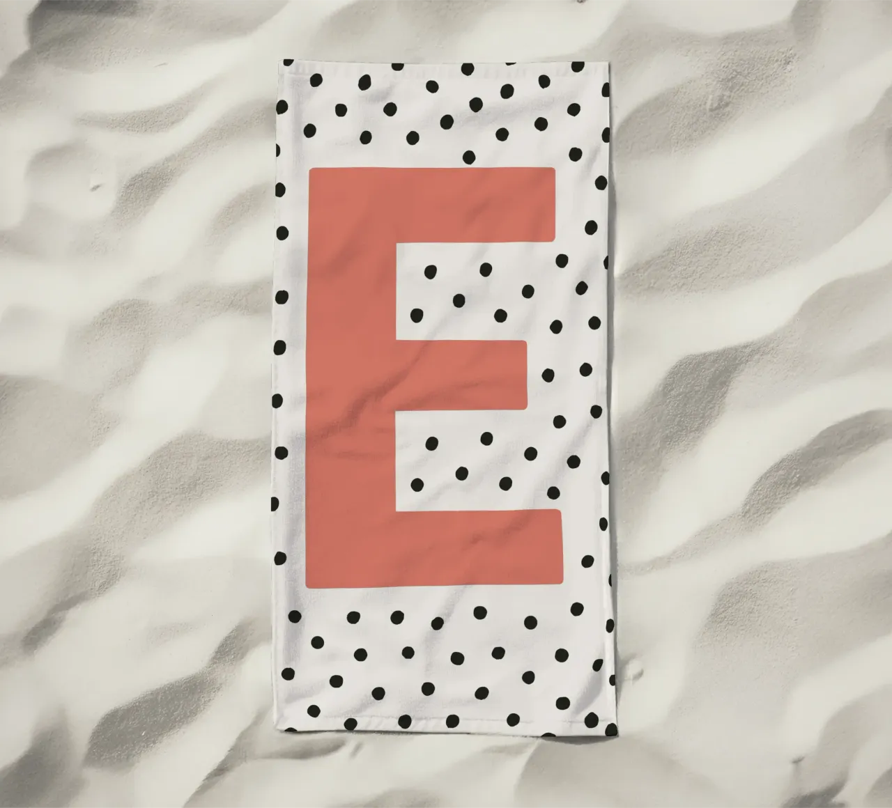Initial E on dot pattern - Scandinavian style beach towel by KidzStudio