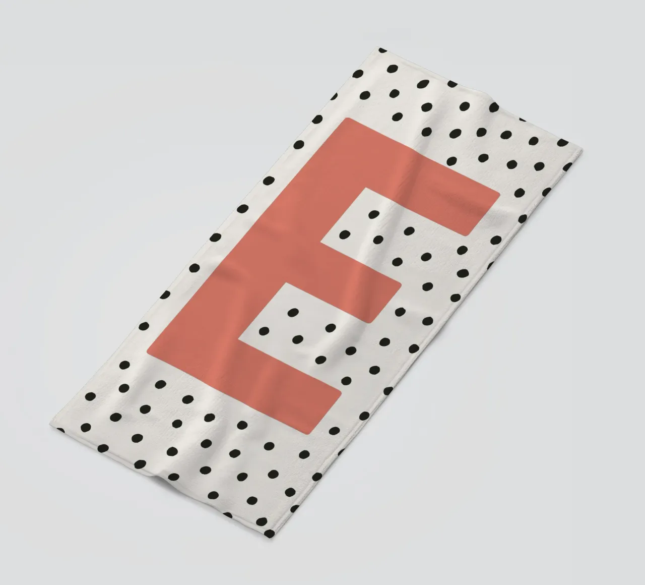 Initial E on dot pattern - Scandinavian style beach towel by KidzStudio