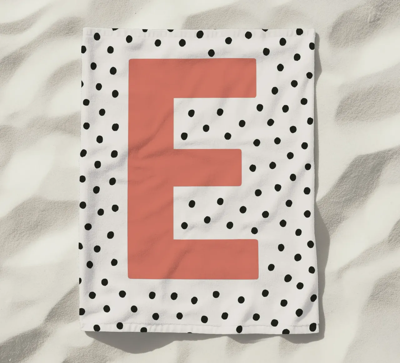 Initial E on dot pattern - Scandinavian style beach towel by KidzStudio