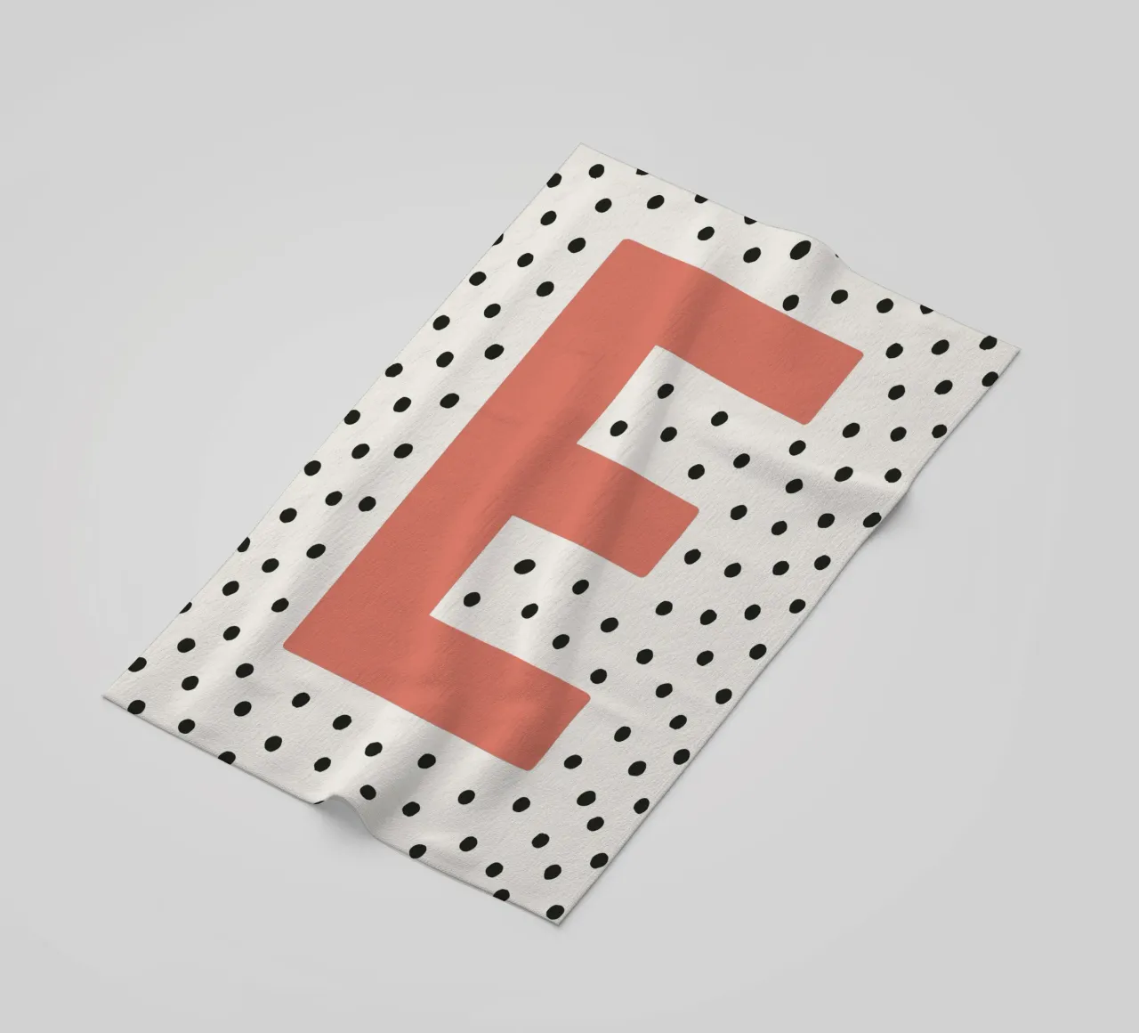 Initial E on dot pattern - Scandinavian style beach towel by KidzStudio