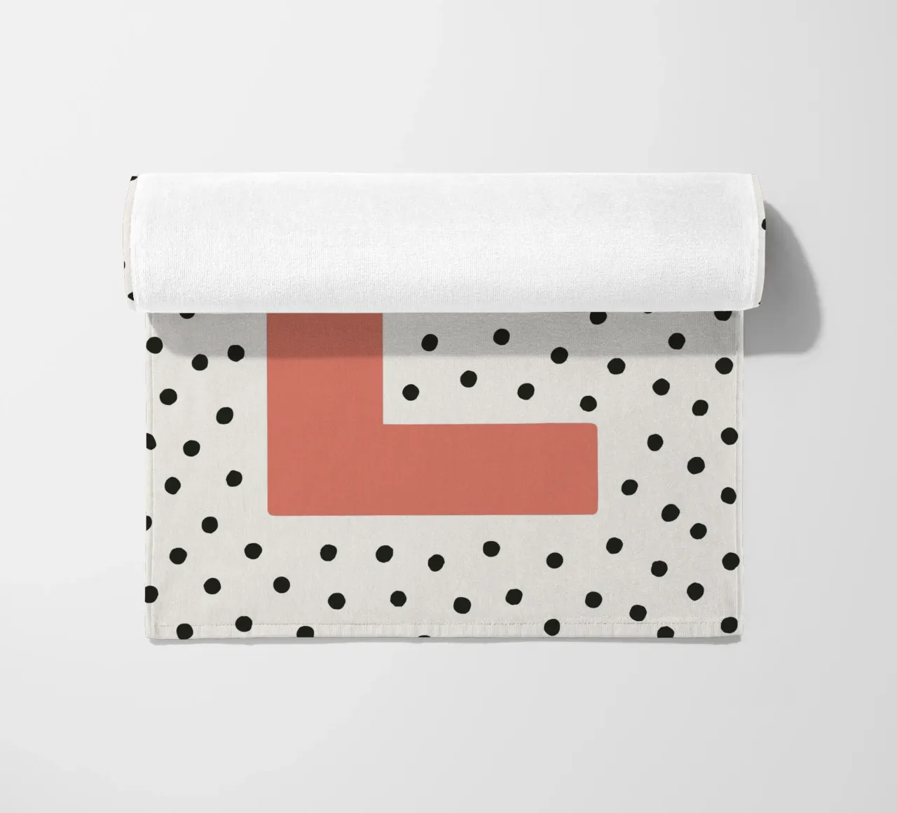 Initial E on dot pattern - Scandinavian style beach towel by KidzStudio
