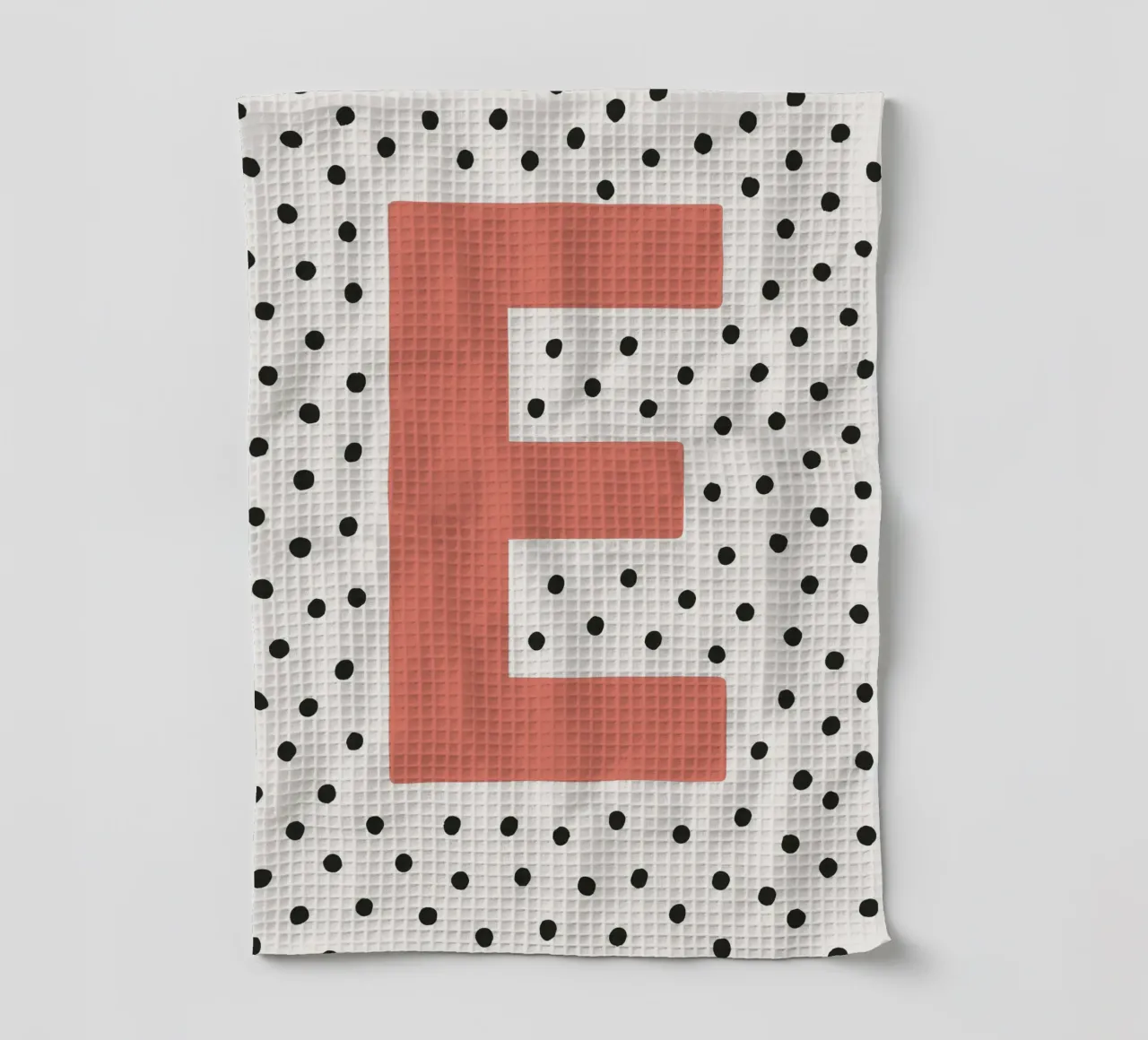 Initial E on dot pattern - Scandinavian style tea towel by KidzStudio