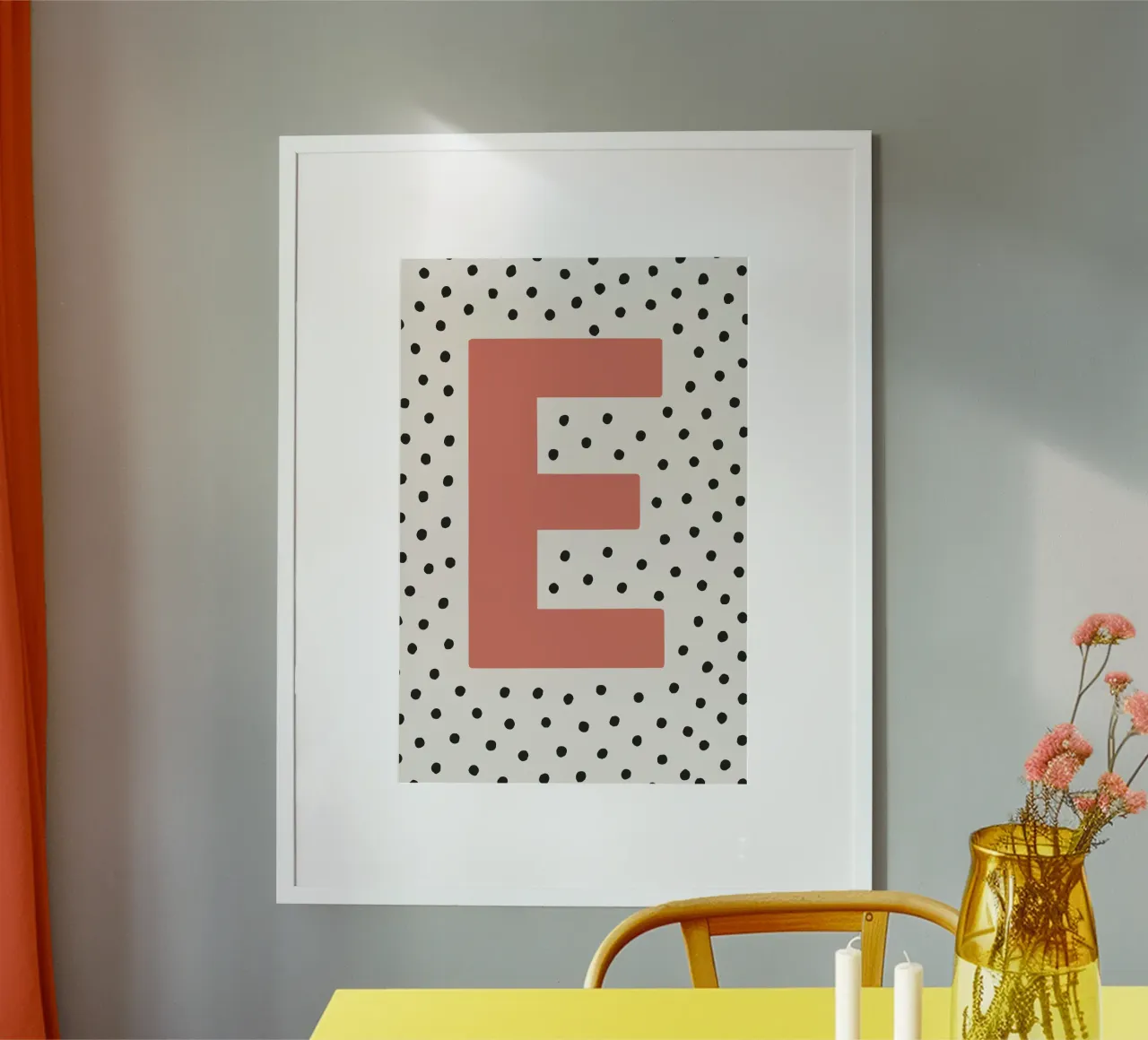 Initial E on dot pattern - Scandinavian style hahnemühle by KidzStudio