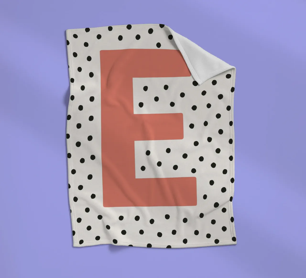 Initial E on dot pattern - Scandinavian style fleece blanket by KidzStudio