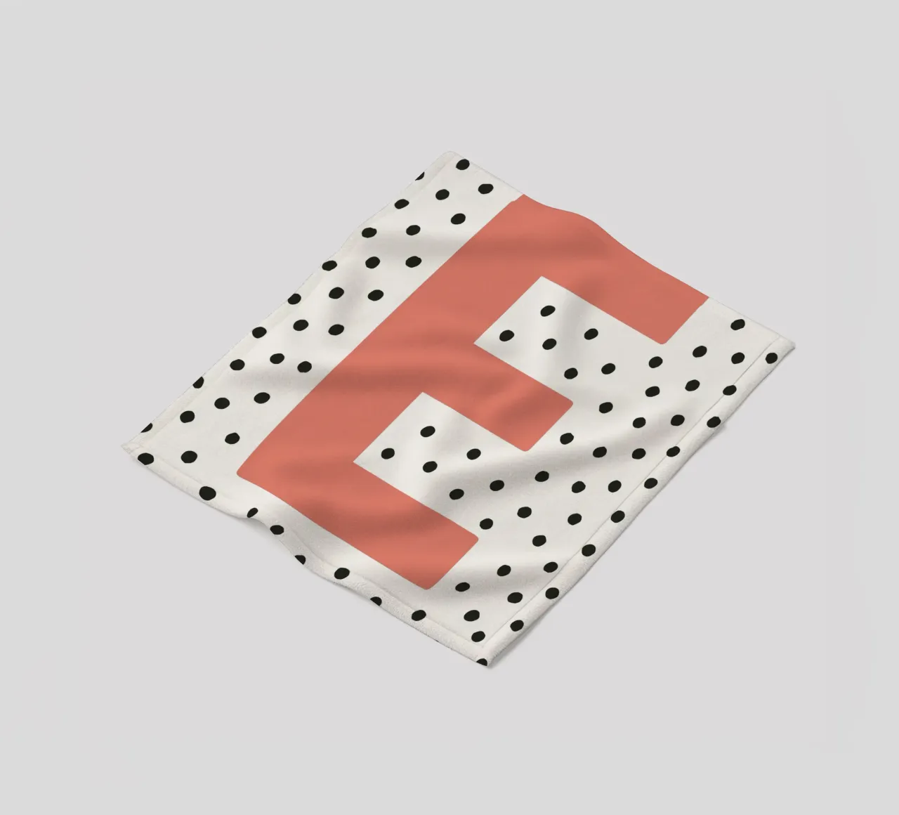 Initial E on dot pattern - Scandinavian style fleece blanket by KidzStudio