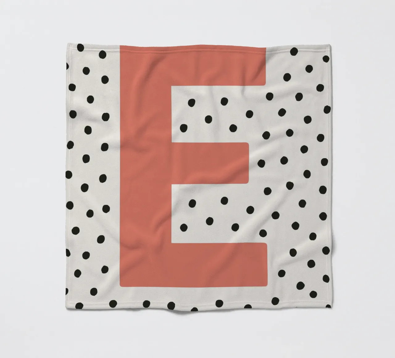 Initial E on dot pattern - Scandinavian style fleece blanket by KidzStudio