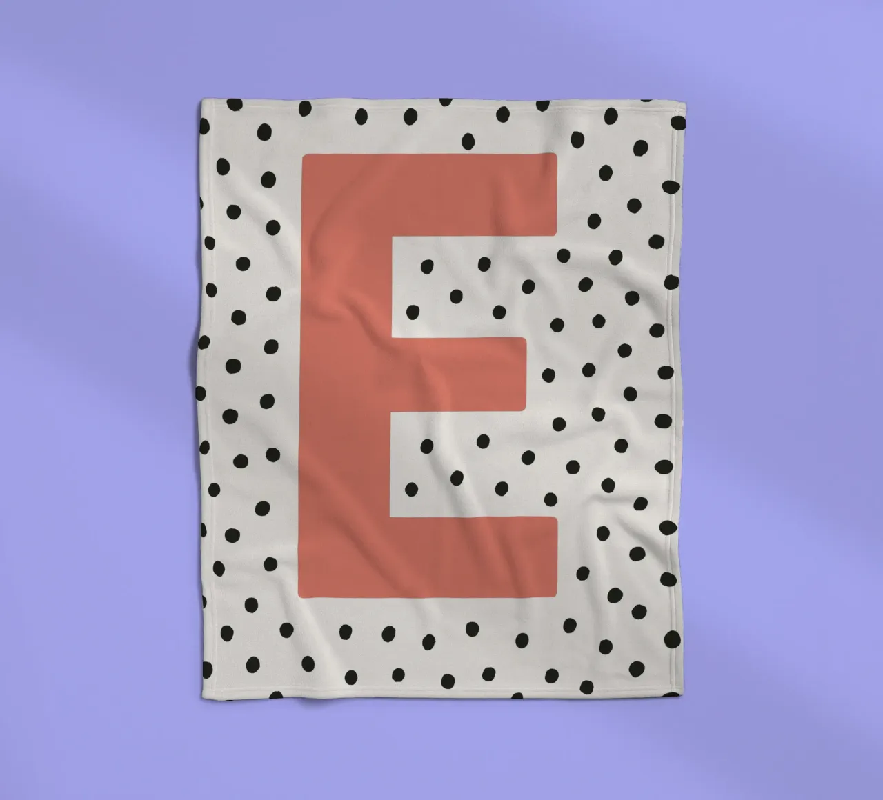 Initial E on dot pattern - Scandinavian style fleece blanket by KidzStudio