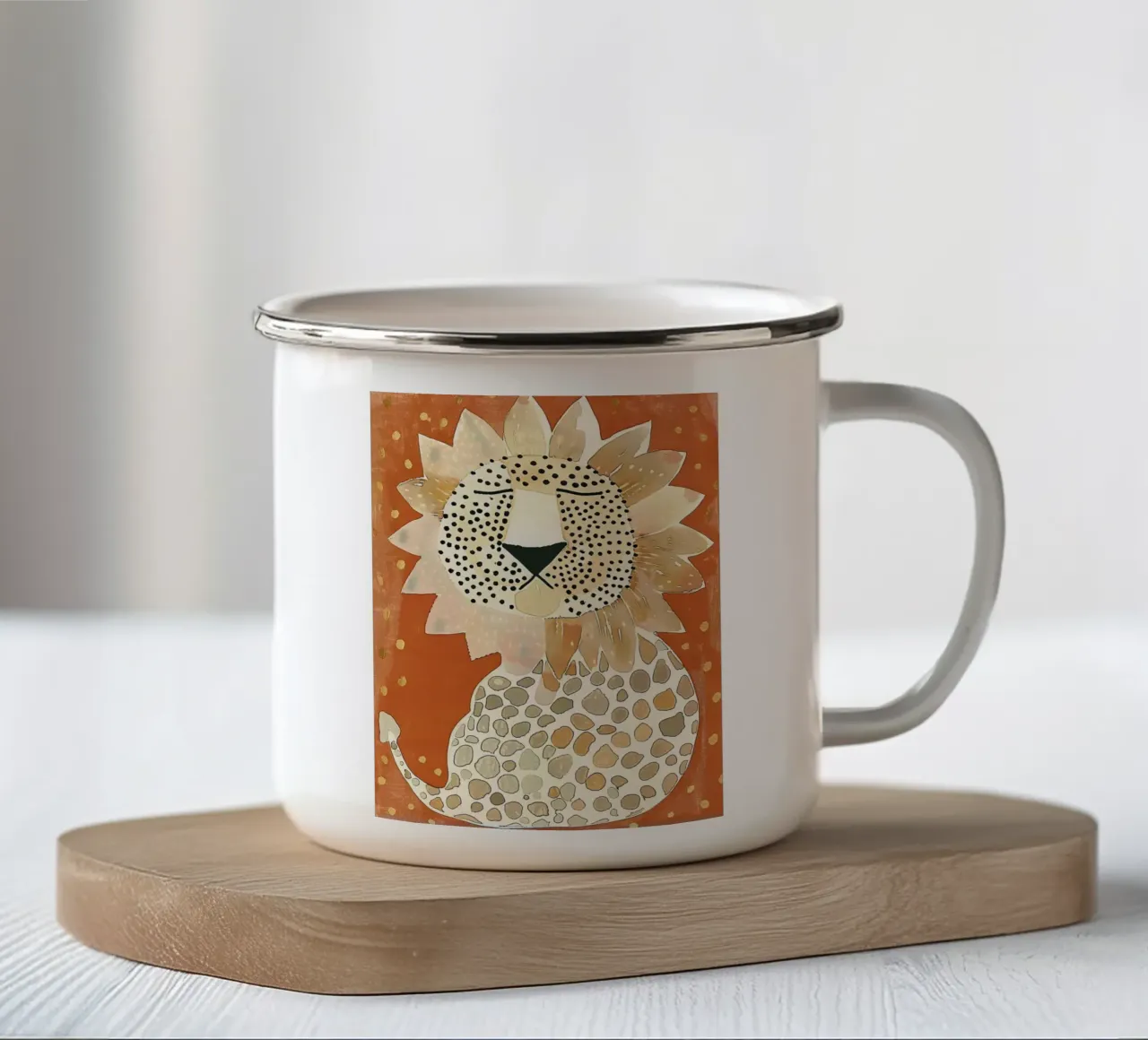 Leone sognante tazza in smalto da DaarbyN