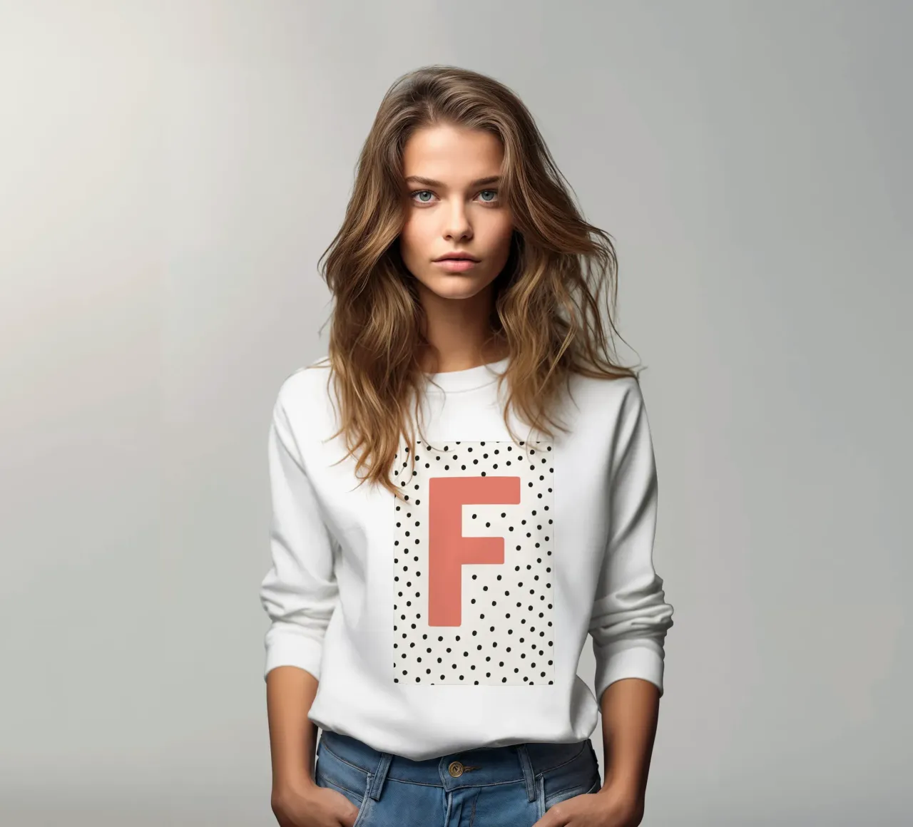 Initial F on dot pattern - Scandinavian style sweatshirt by KidzStudio