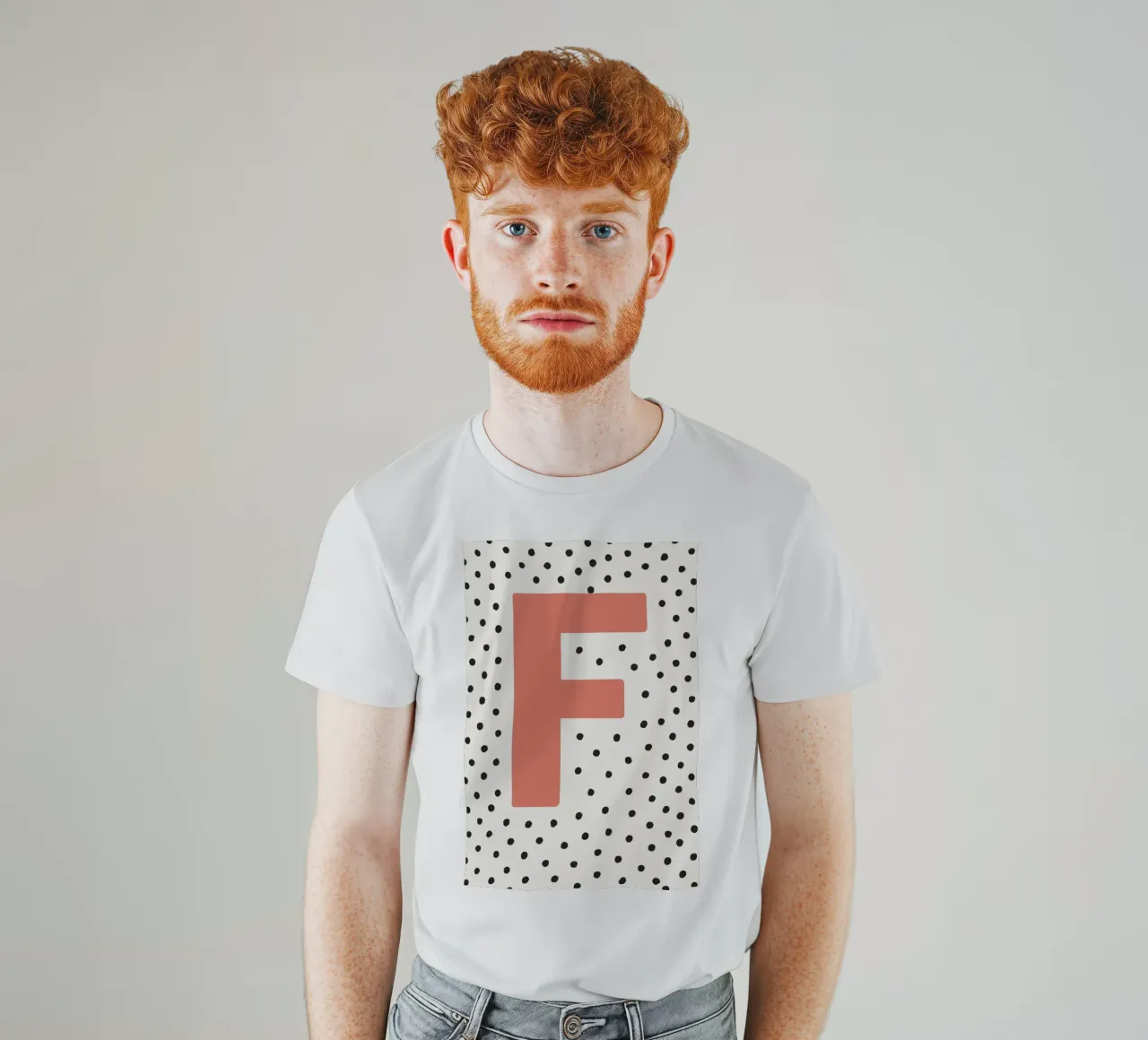 Initial F on dot pattern - Scandinavian style t-shirt by KidzStudio