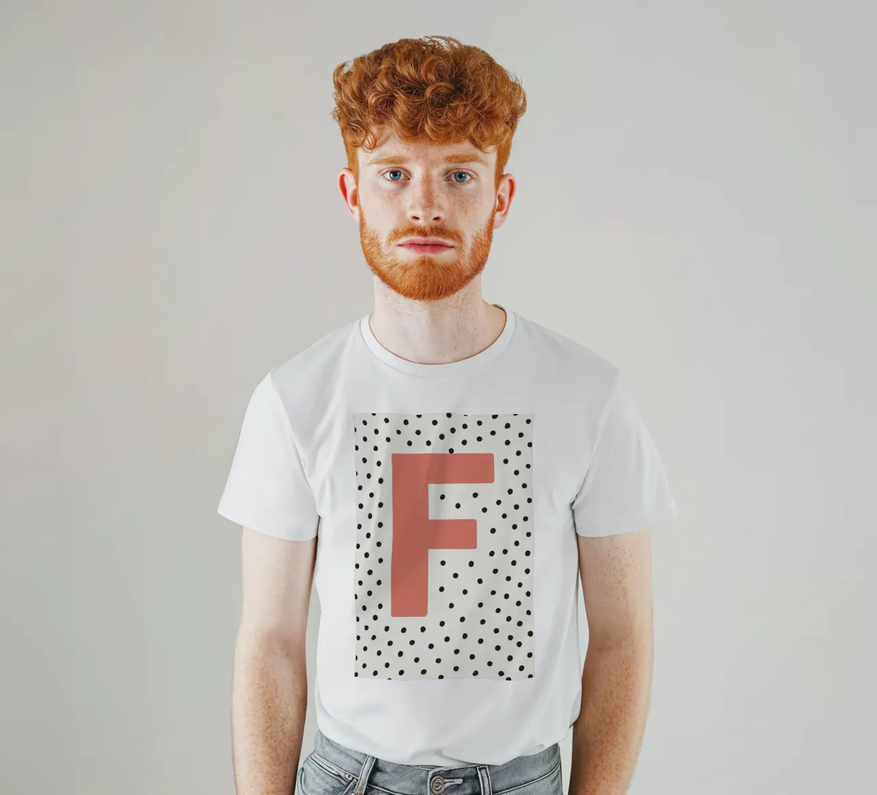 Initial F on dot pattern - Scandinavian style t-shirt by KidzStudio