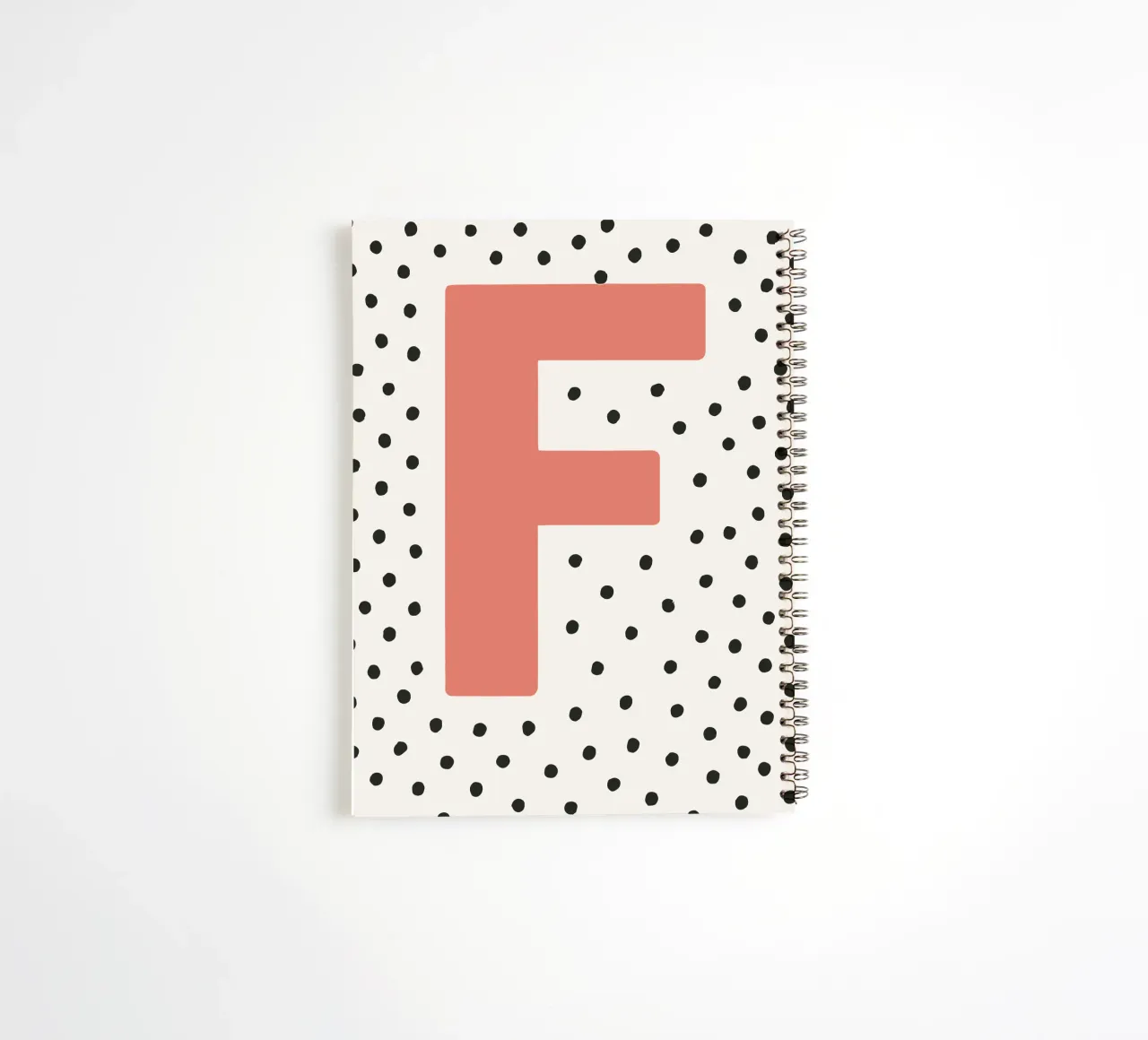 Initial F on dot pattern - Scandinavian style spiral notebook by KidzStudio