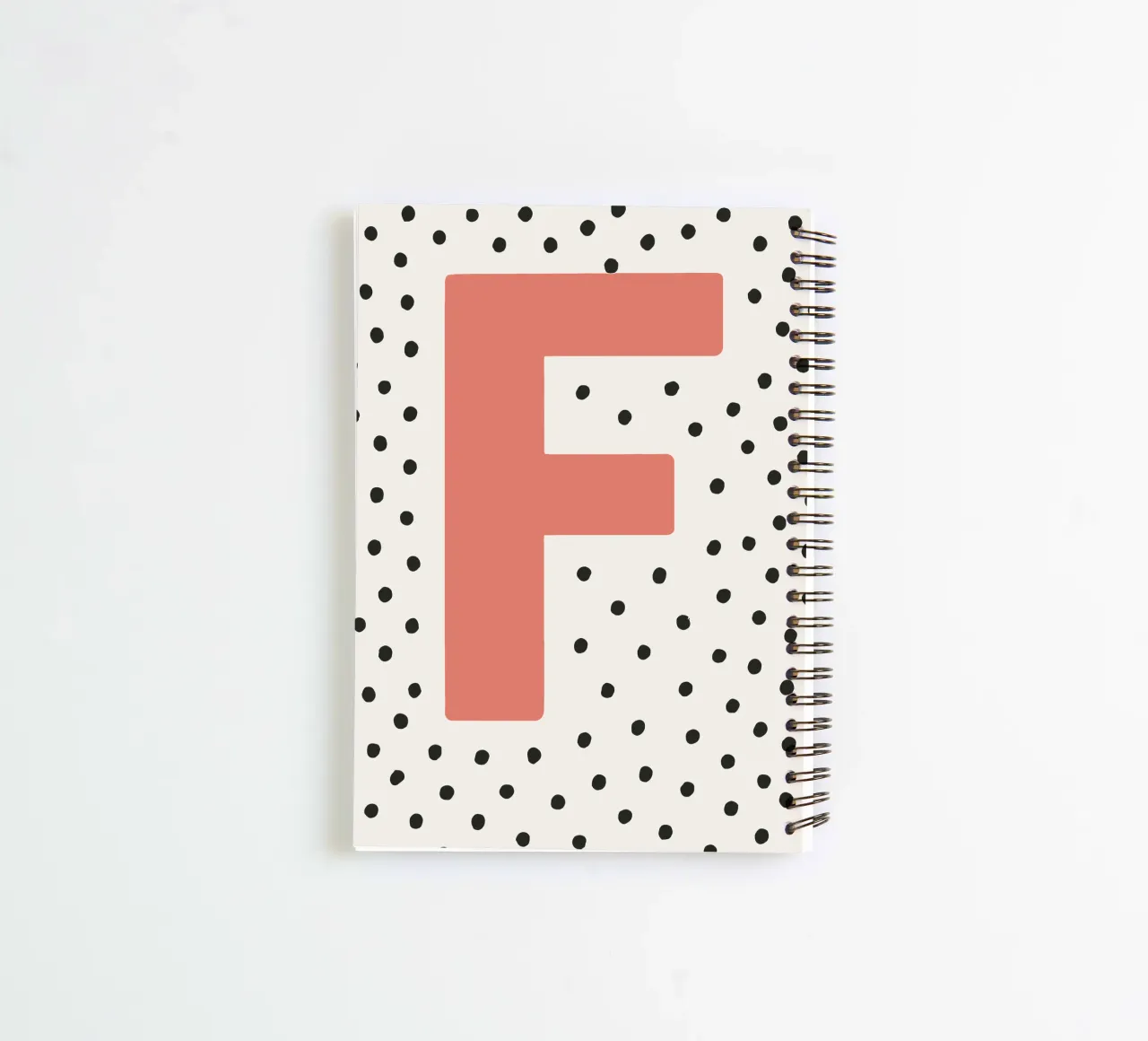 Initial F on dot pattern - Scandinavian style spiral notebook by KidzStudio