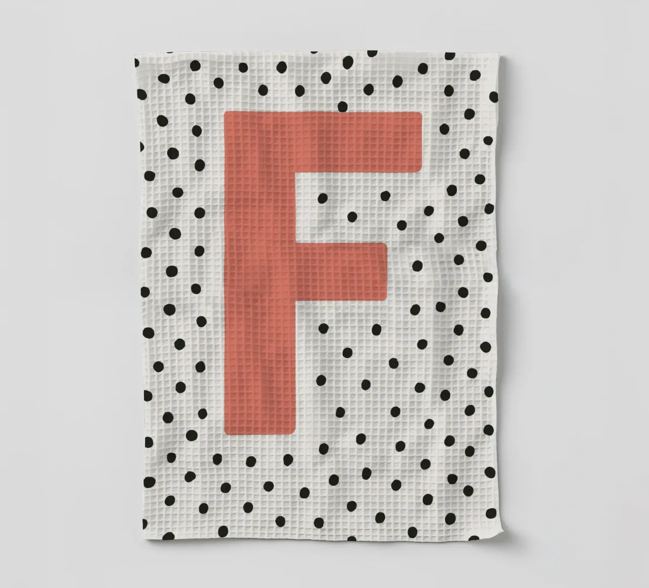 Initial F on dot pattern - Scandinavian style tea towel by KidzStudio