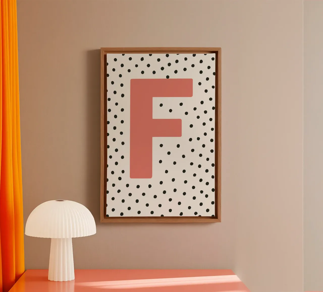 Initial F on dot pattern - Scandinavian style canvas by KidzStudio
