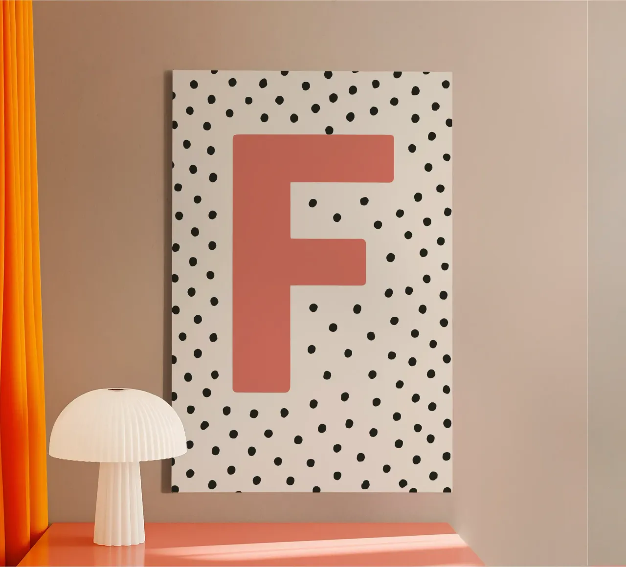 Initial F on dot pattern - Scandinavian style canvas by KidzStudio