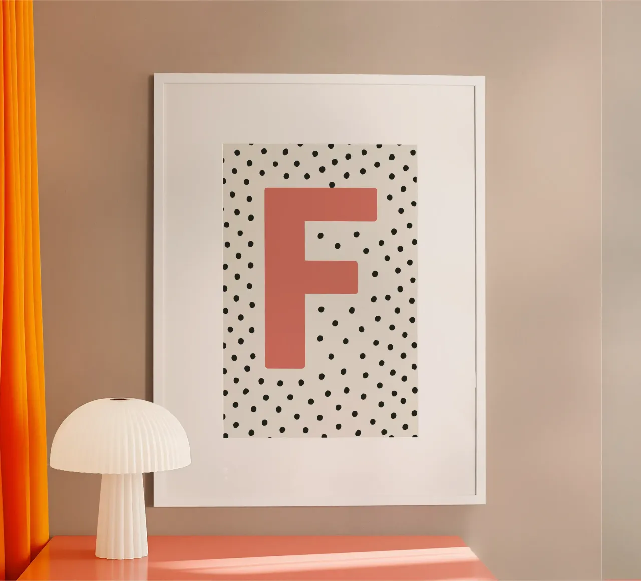 Initial F on dot pattern - Scandinavian style hahnemühle by KidzStudio