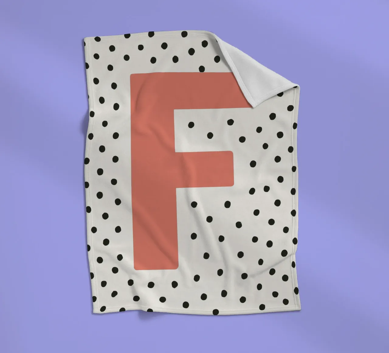 Initial F on dot pattern - Scandinavian style fleece blanket by KidzStudio