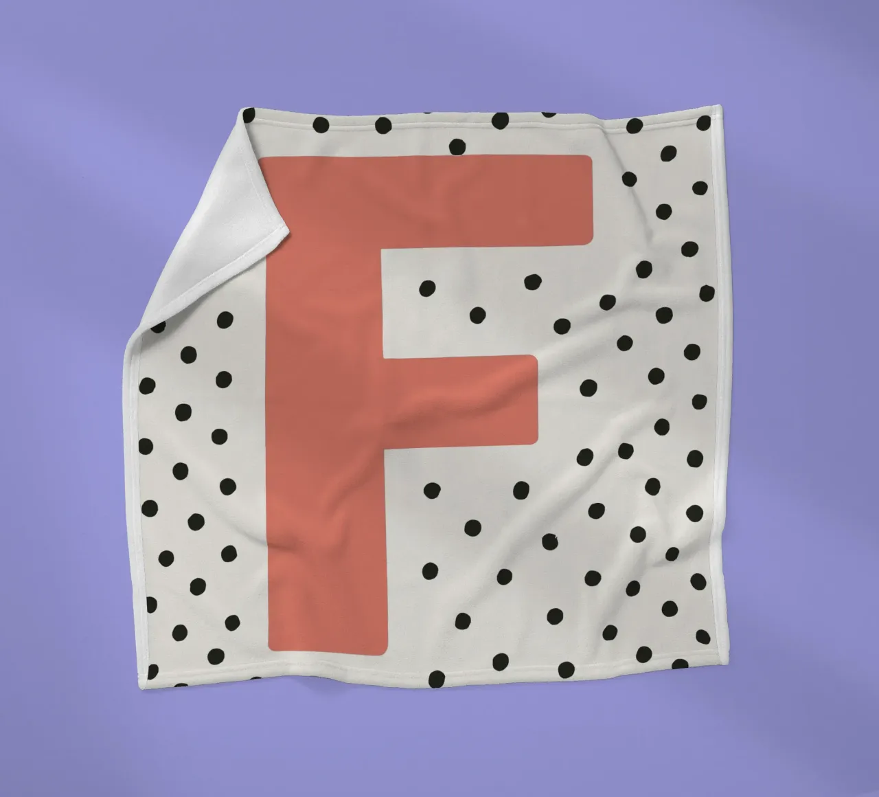 Initial F on dot pattern - Scandinavian style fleece blanket by KidzStudio