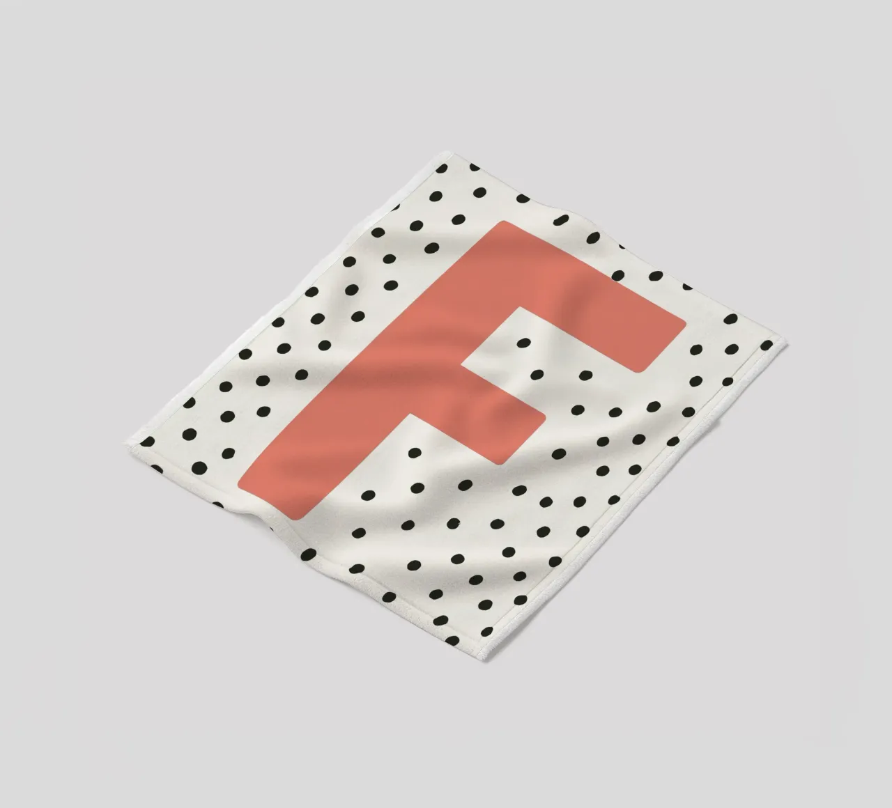 Initial F on dot pattern - Scandinavian style fleece blanket by KidzStudio