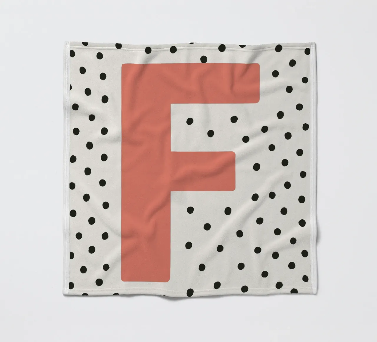 Initial F on dot pattern - Scandinavian style fleece blanket by KidzStudio