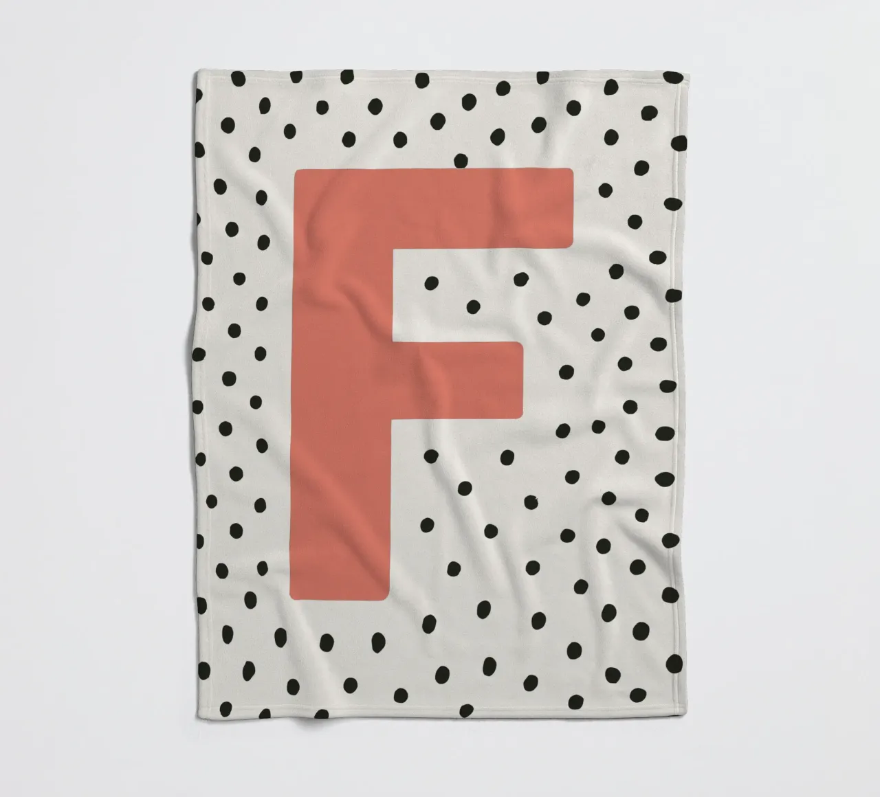 Initial F on dot pattern - Scandinavian style fleece blanket by KidzStudio