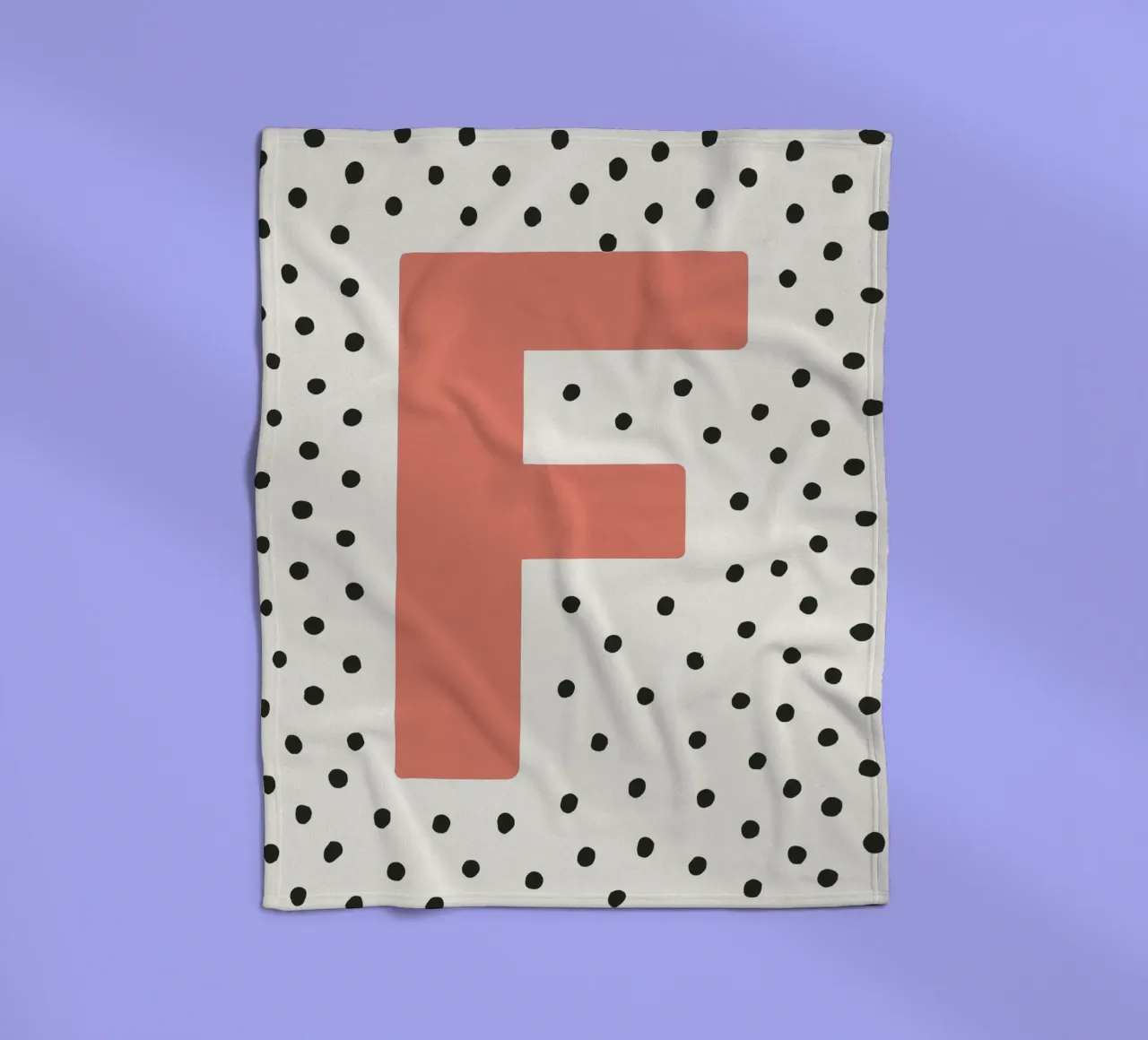 Initial F on dot pattern - Scandinavian style fleece blanket by KidzStudio