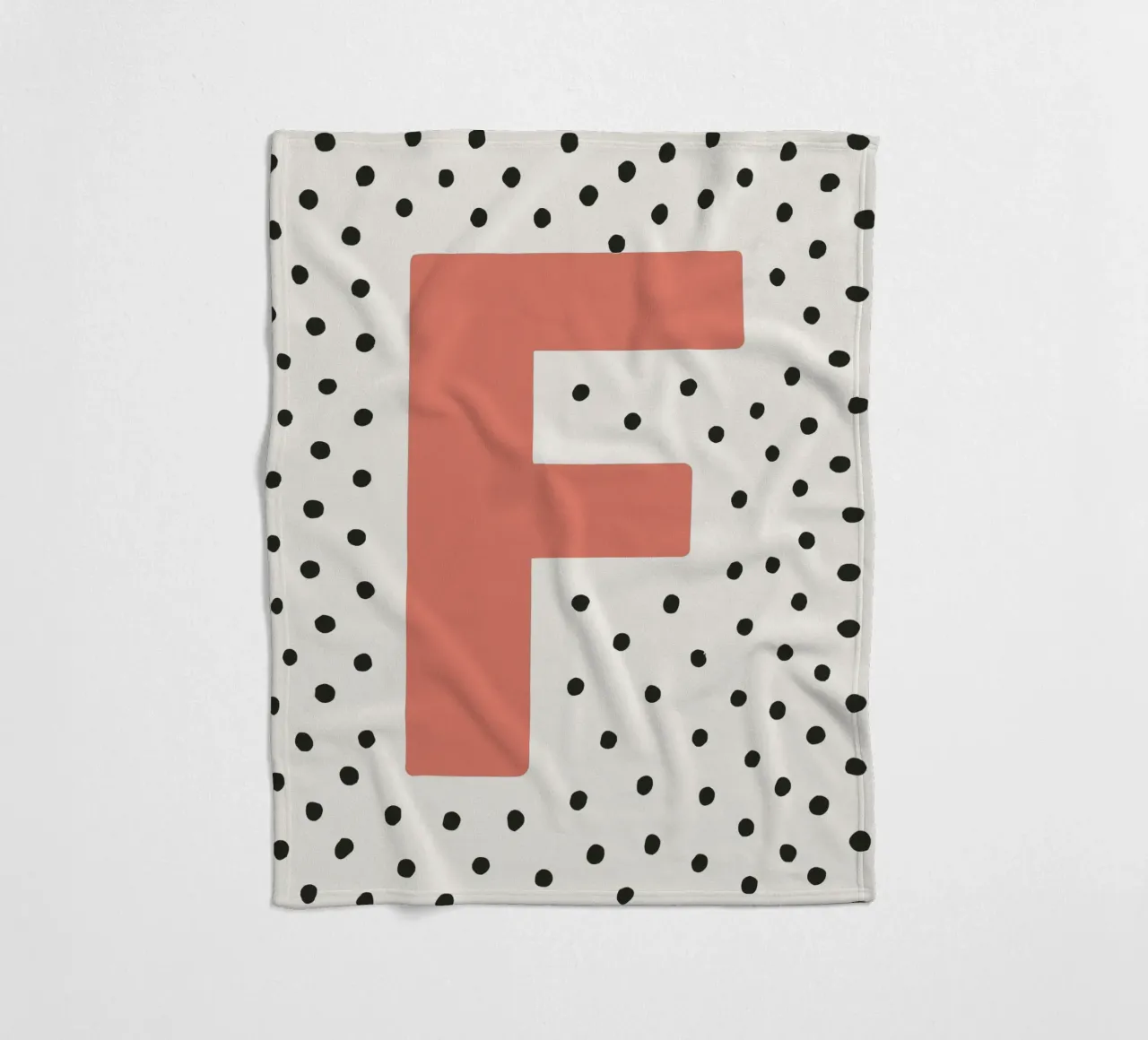 Initial F on dot pattern - Scandinavian style fleece blanket by KidzStudio
