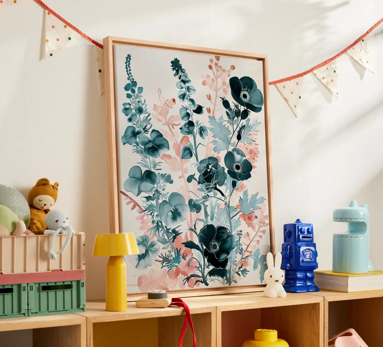 Flora Eclipse canvas with Floater frame by Sophia Calder Studio