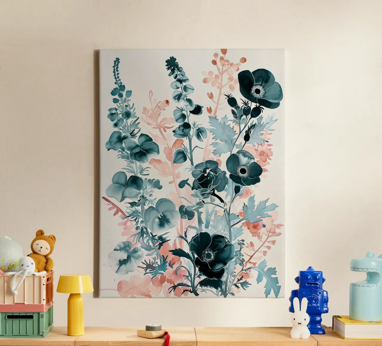 Flora Eclipse canvas with Floater frame by Sophia Calder Studio