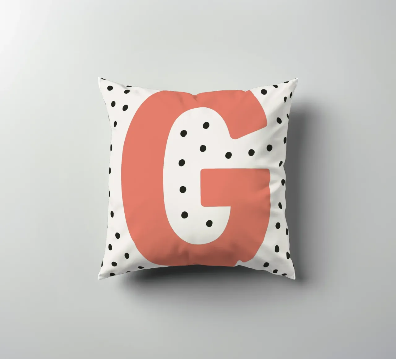 Initial G on dot pattern - Scandinavian style decorative cushion by KidzStudio