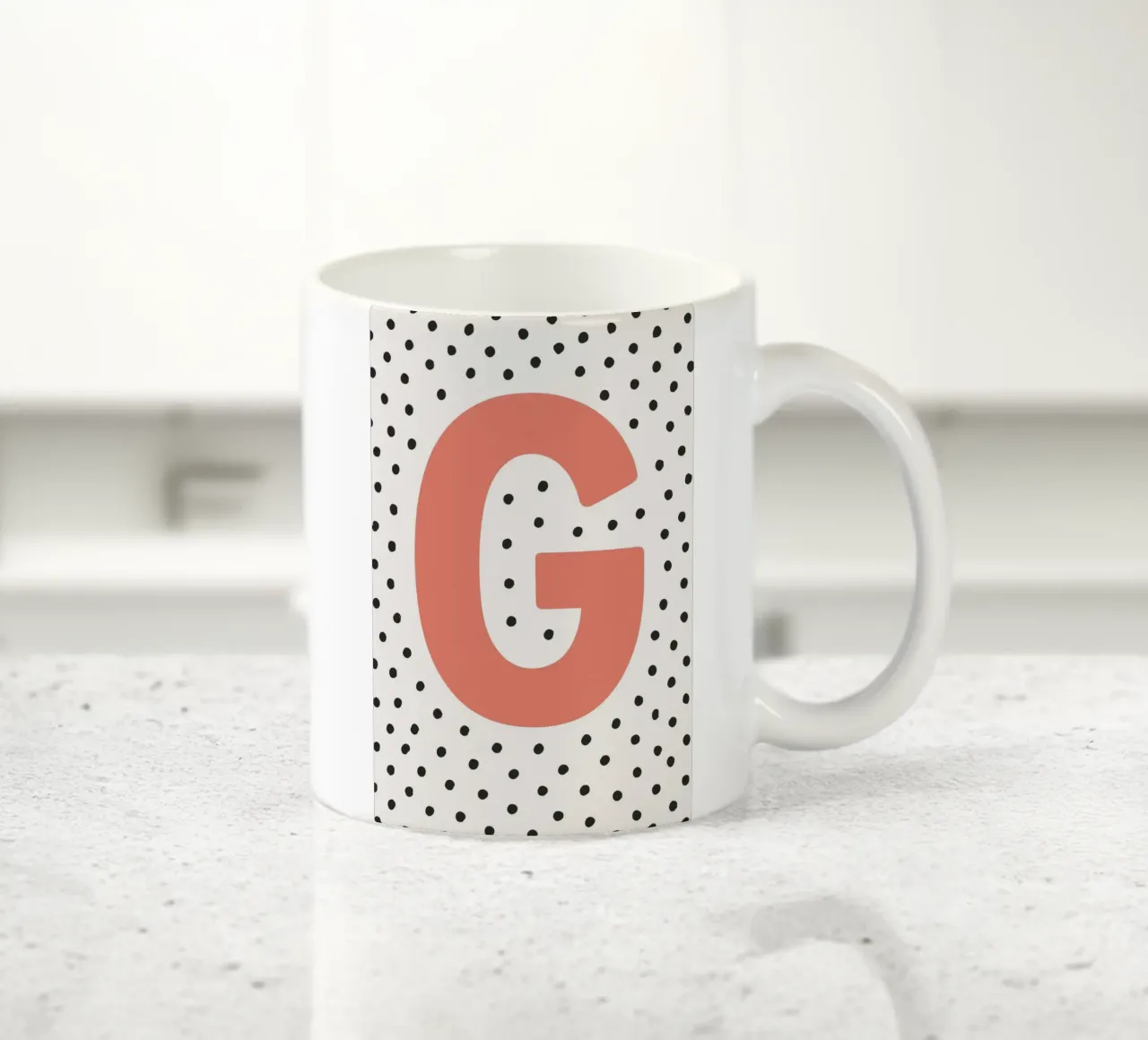 Initial G on dot pattern - Scandinavian style ceramic mug by KidzStudio