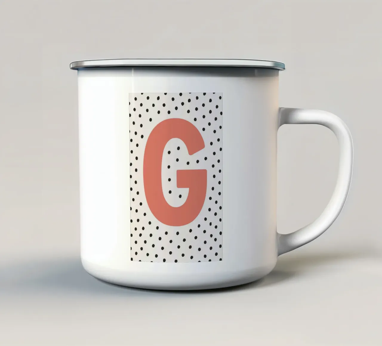 Initial G on dot pattern - Scandinavian style enamel mug by KidzStudio