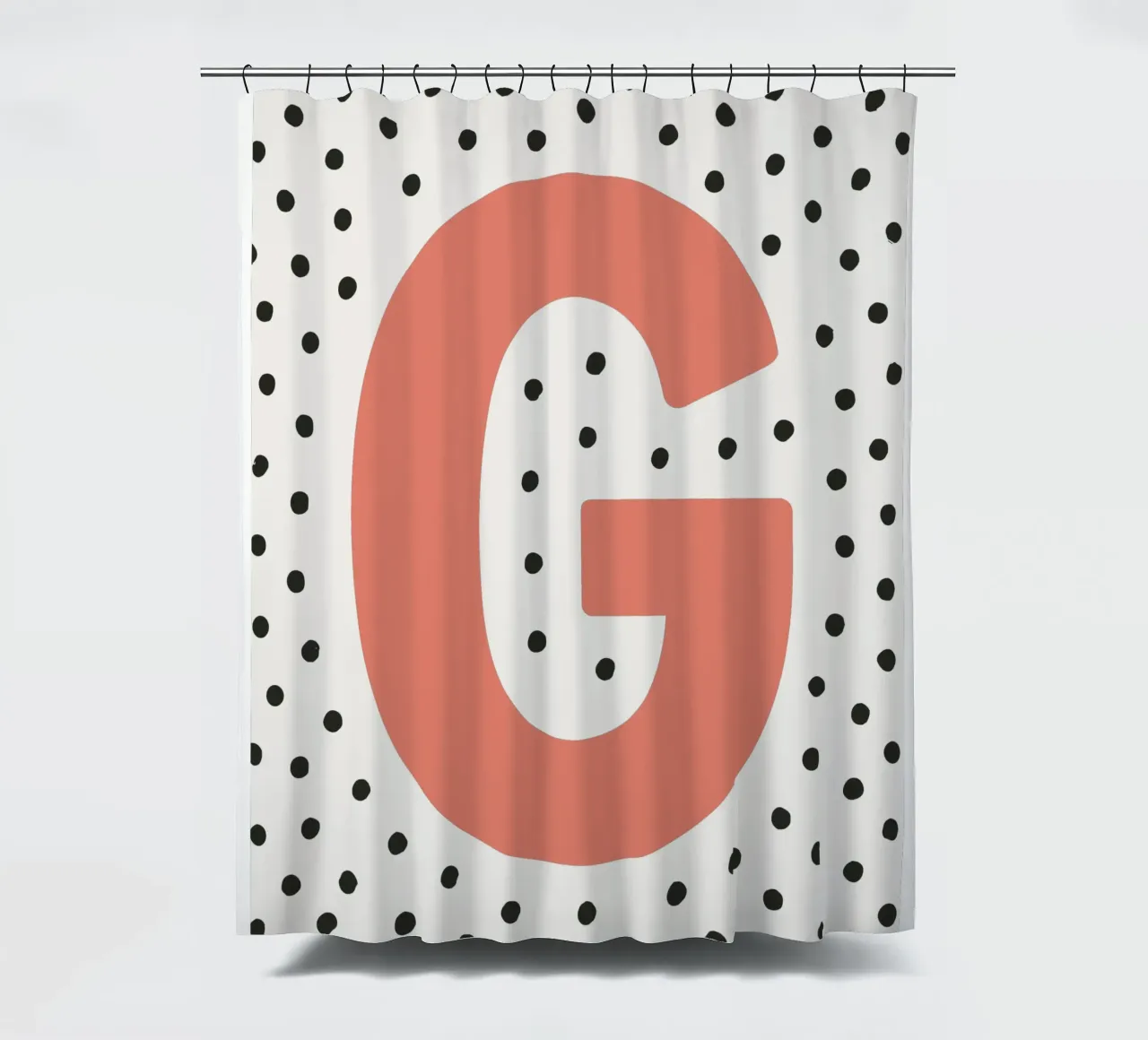 Initial G on dot pattern - Scandinavian style shower curtain by KidzStudio