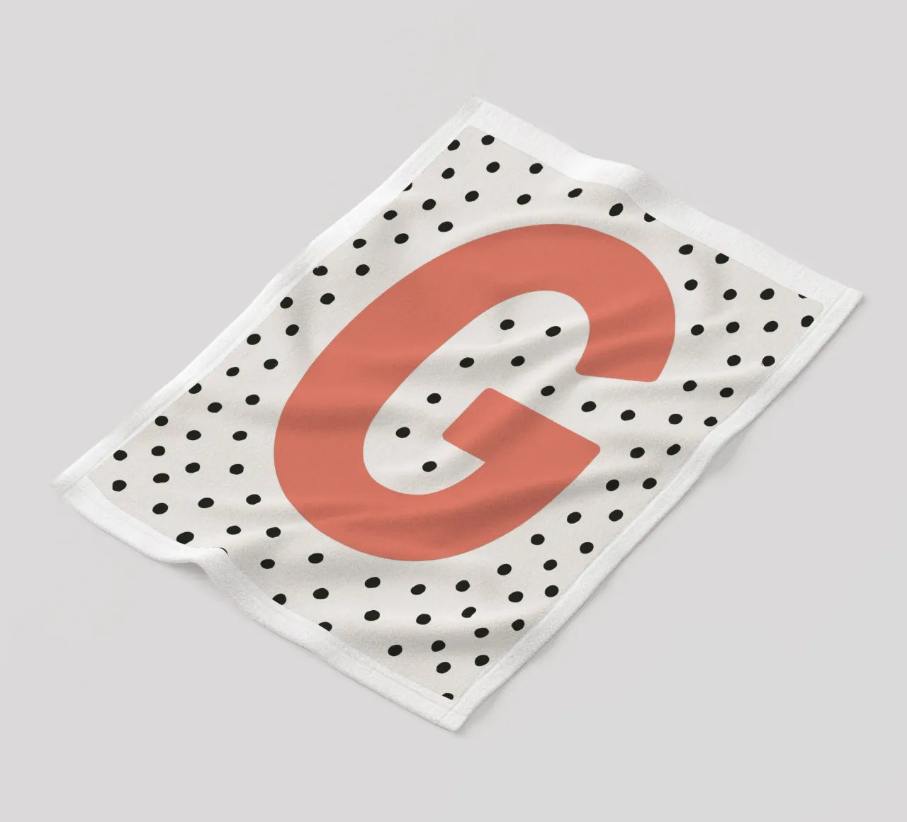 Initial G on dot pattern - Scandinavian style fleece blanket by KidzStudio