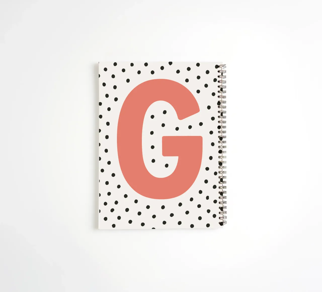Initial G on dot pattern - Scandinavian style spiral notebook by KidzStudio