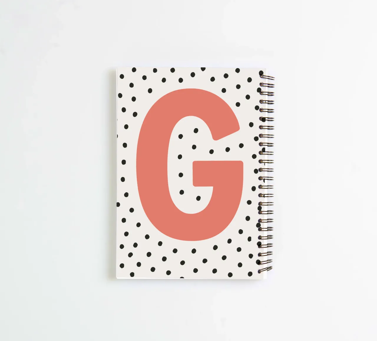 Initial G on dot pattern - Scandinavian style spiral notebook by KidzStudio