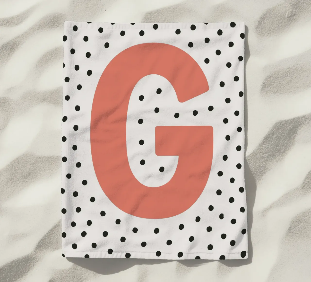 Initial G on dot pattern - Scandinavian style beach towel by KidzStudio