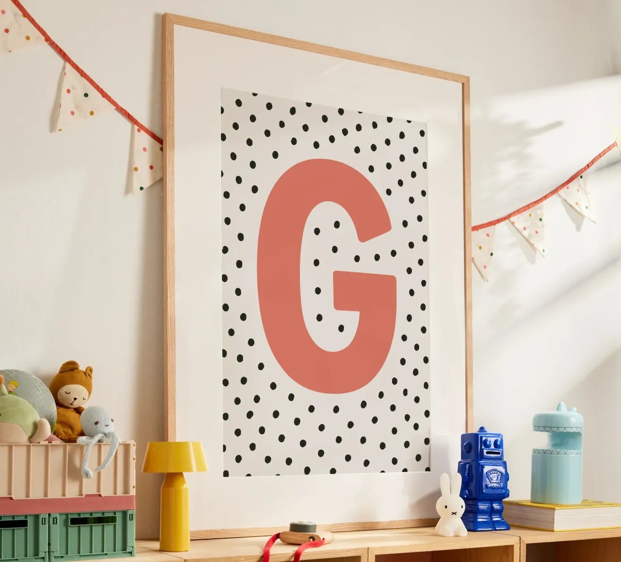 Initial G on dot pattern - Scandinavian style hahnemühle by KidzStudio