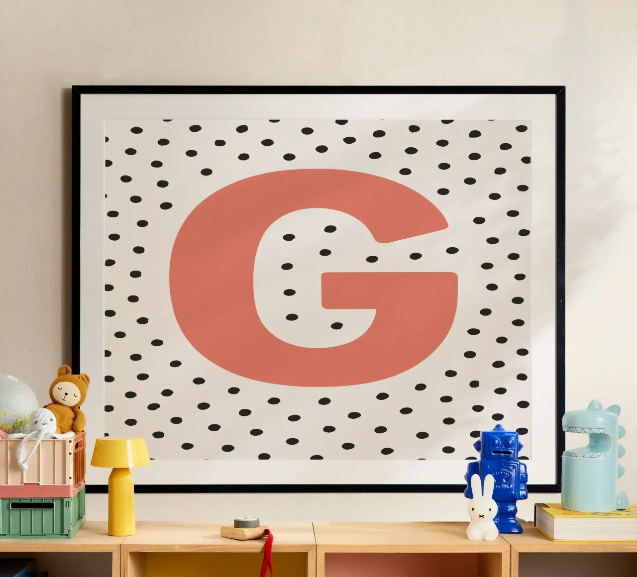 Initial G on dot pattern - Scandinavian style hahnemühle by KidzStudio