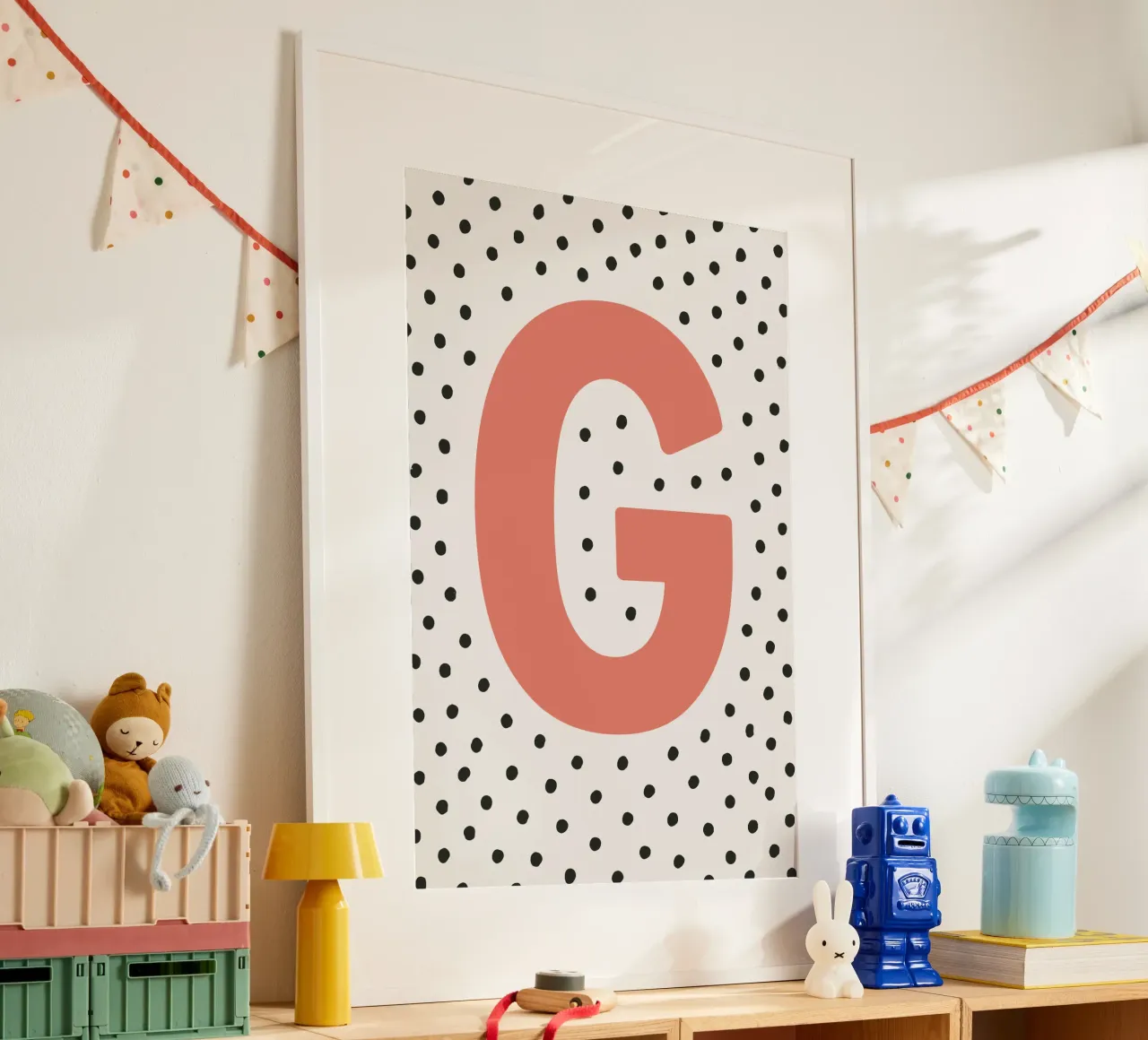 Initial G on dot pattern - Scandinavian style hahnemühle by KidzStudio