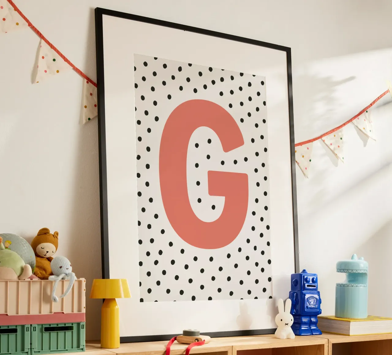 Initial G on dot pattern - Scandinavian style hahnemühle by KidzStudio