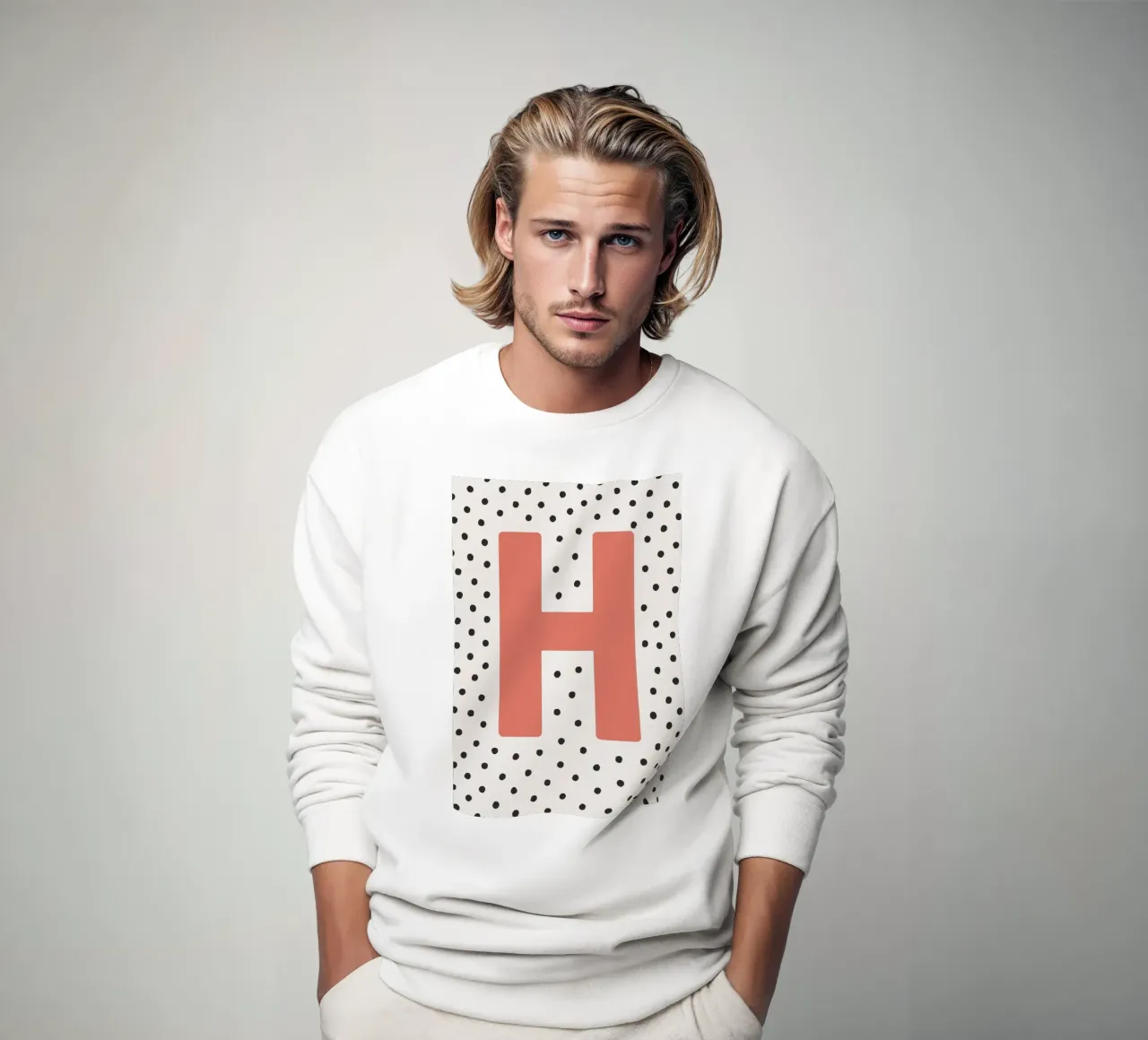 Initial H on dot pattern - Scandinavian style sweatshirt by KidzStudio